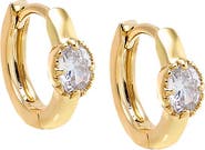 BY ADINA EDEN CZ Oval Bezel Halo Huggie Earring