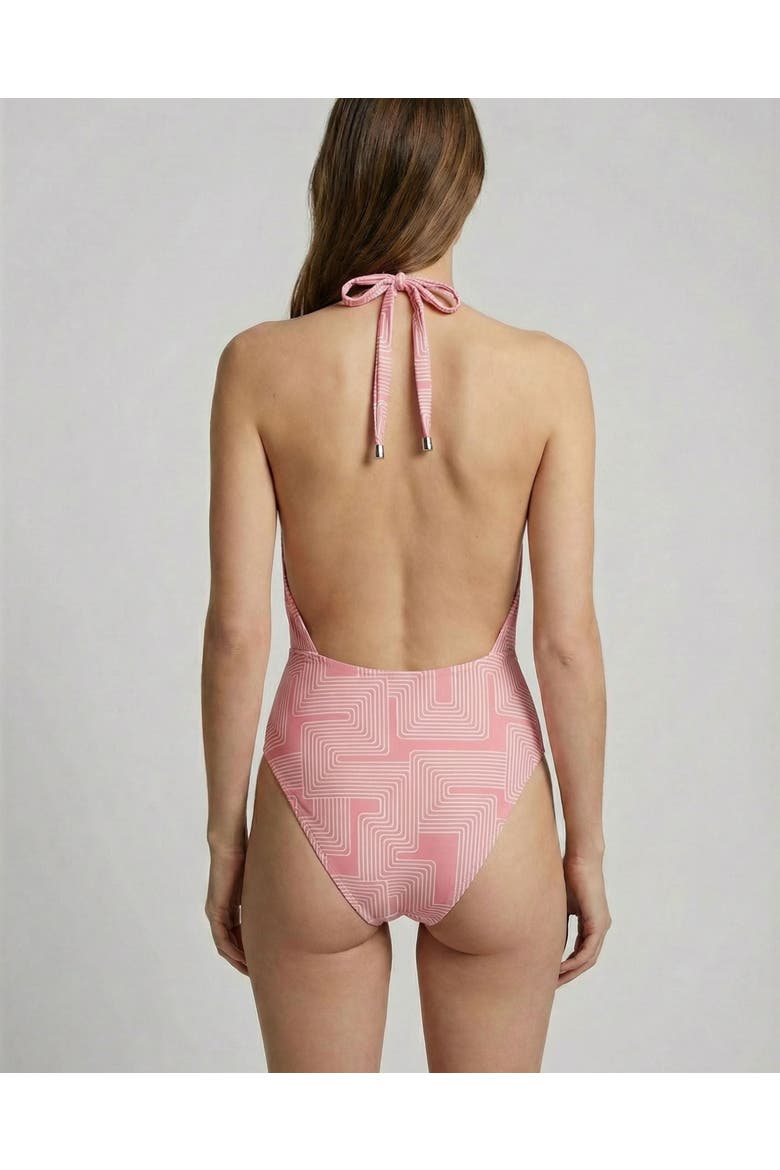 Inter Twine Womens Halter One-Piece Swimsuit, Alternate, color, Inter Twine Coral