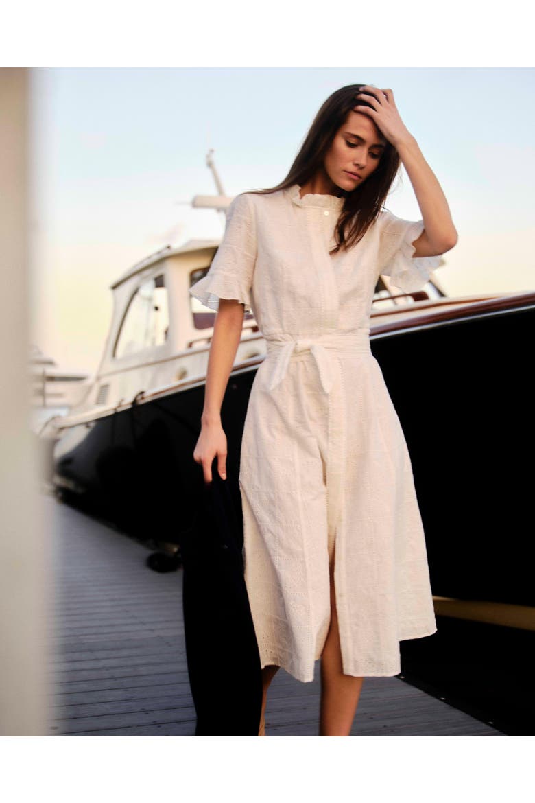 Aria Eyelet Midi Dress, Alternate, color, Soft White