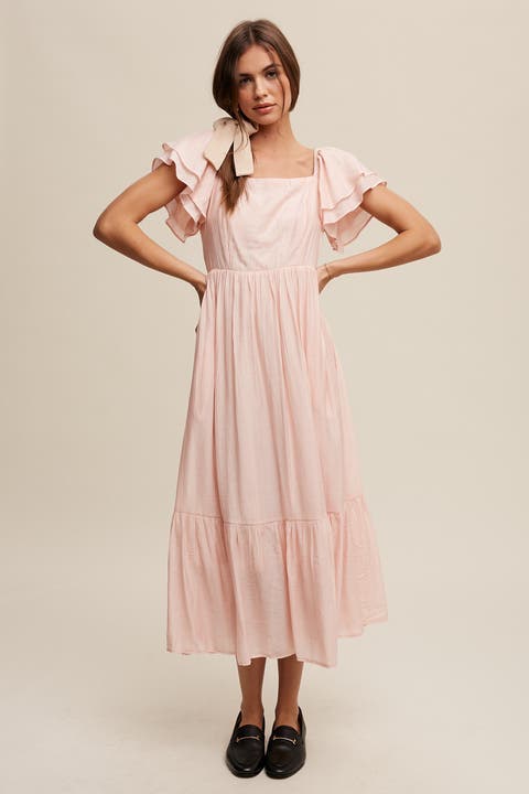 Flutter Sleeve Midi Dress