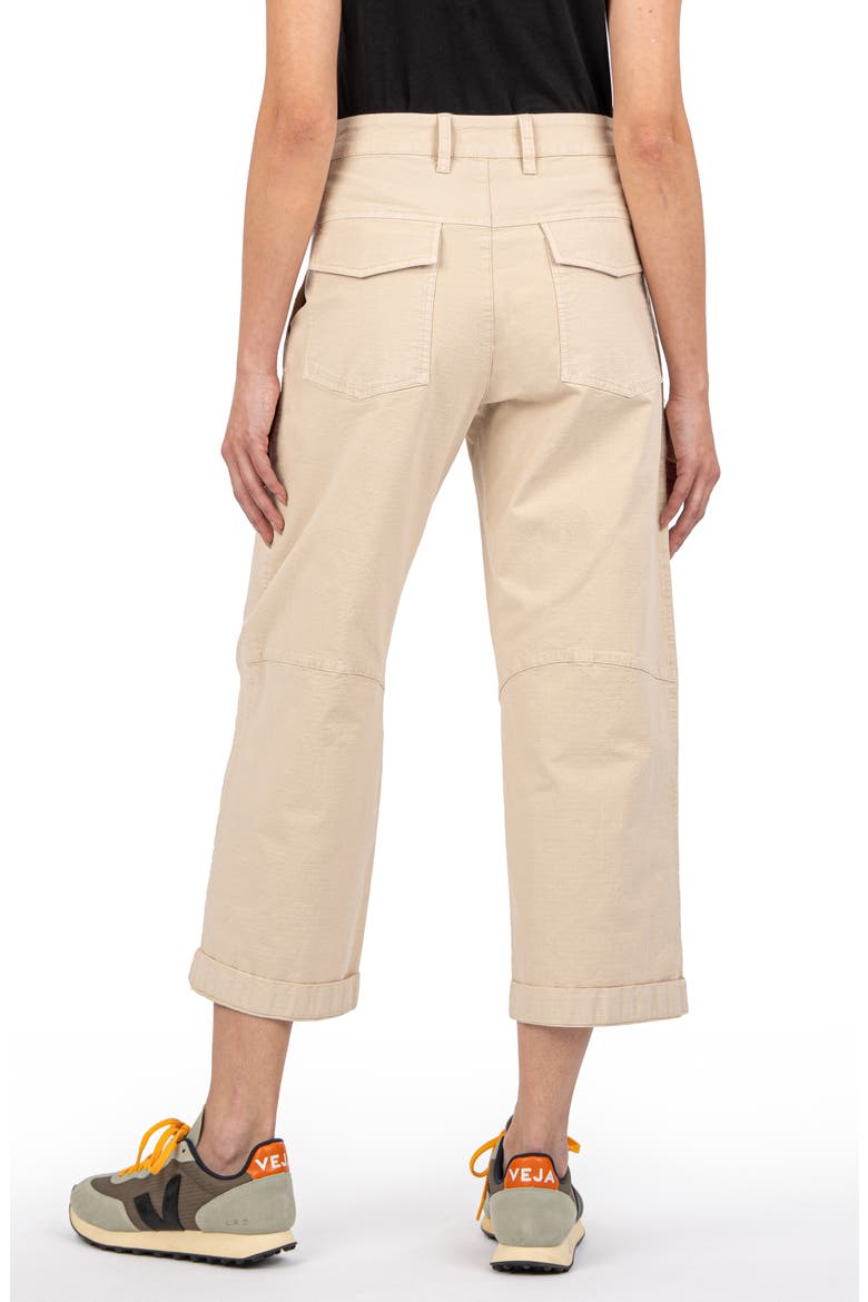 Ashton High Waist Crop Wide Leg Barrel Ripstop Pants, Alternate, color, CREAM