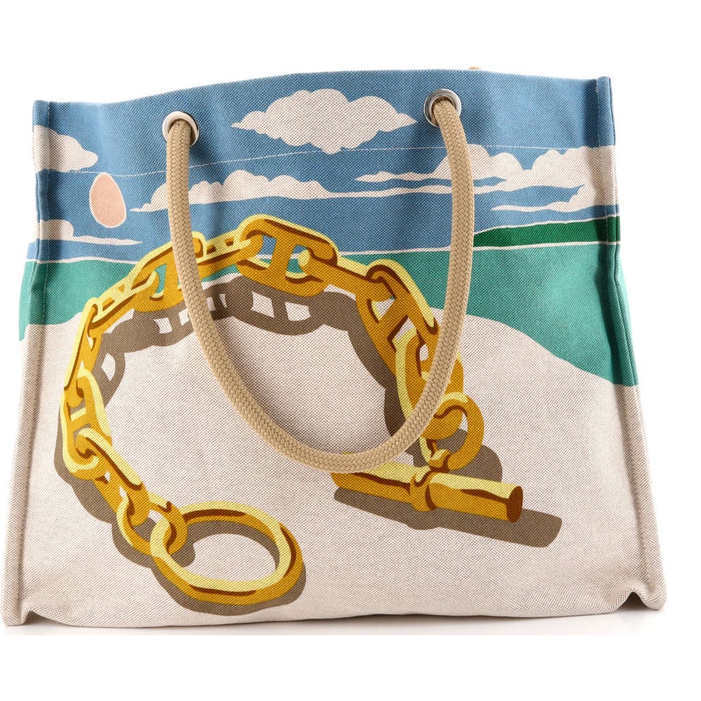 Pre-owned Hermes Hermes La Plage Beach Tote Bag Printed Canvas In Multi