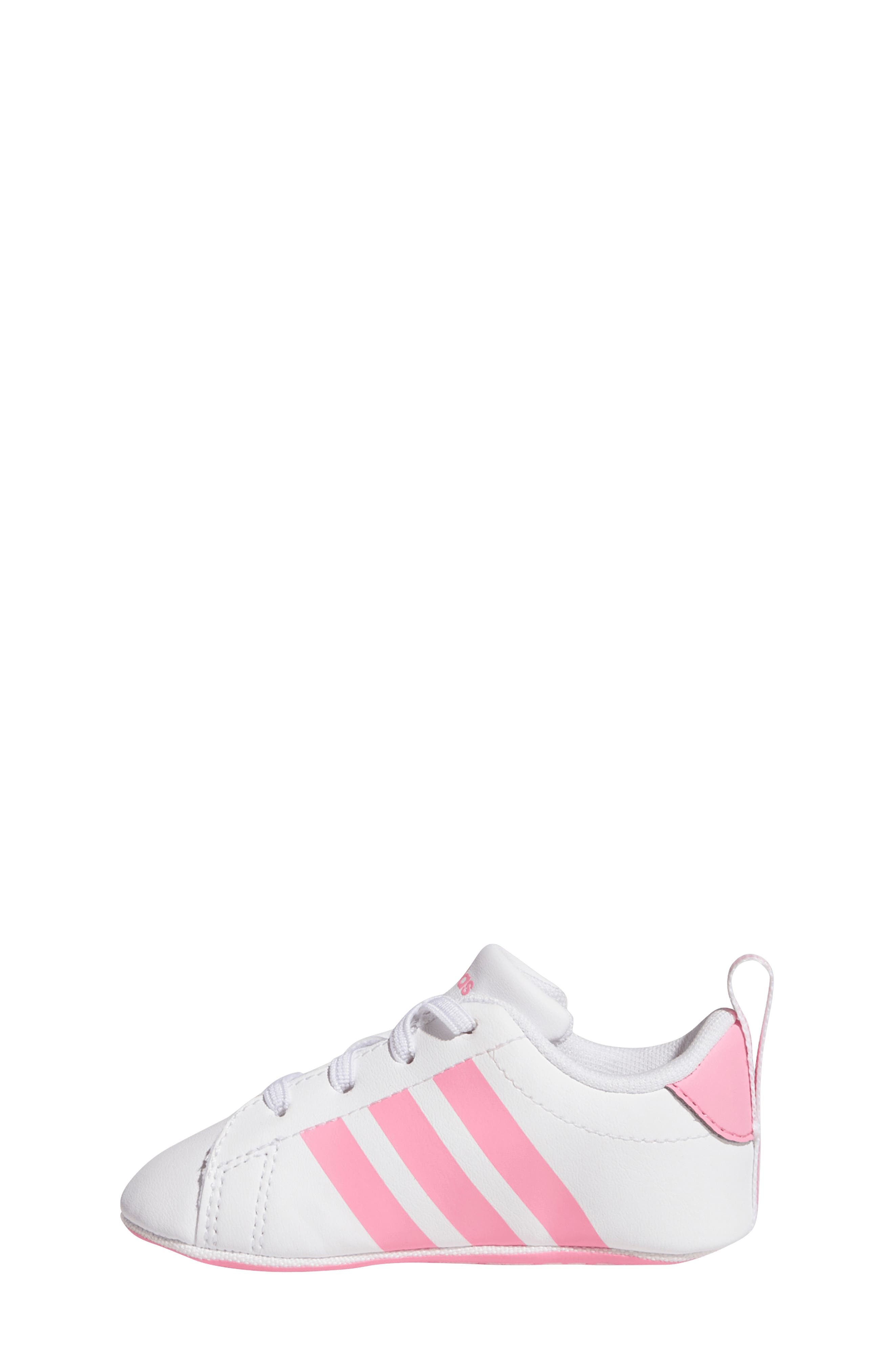 adidas Grand Court Crib Sneaker, Alternate, color, Footwear White/ Bliss Pink