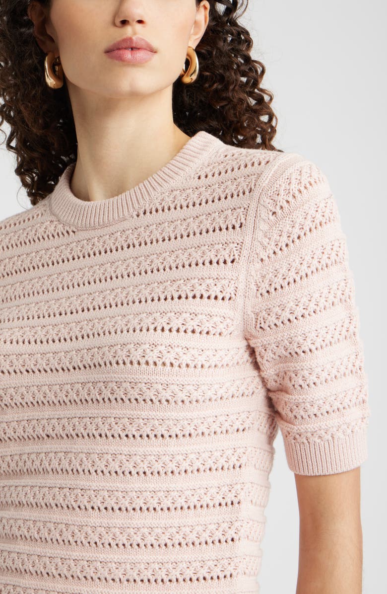 Nordstrom Open Stitch Crewneck Sweater, Alternate, color, Pink Smoke