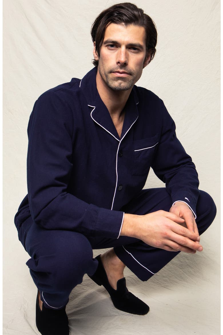 Classic Flannel Pajama Set, Alternate, color, NAVY