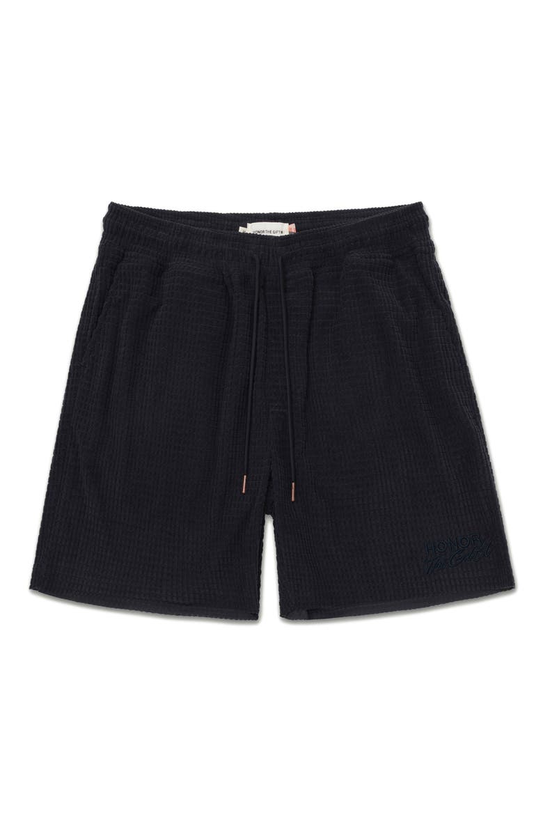 Textured Knit Shorts, Main, color, BLACK