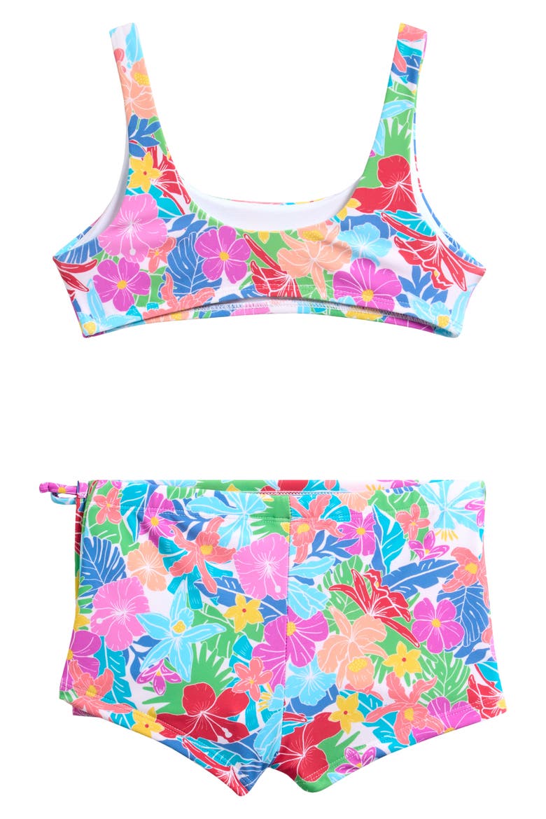 Kids' Hawaiian Floral Two-Piece Skort Swimsuit, Alternate, color, WILD WAHINE