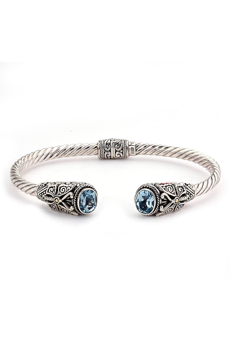 SAMUEL B. 18K Gold & Sterling Silver Butterfly Bangle, Main, color, Blue