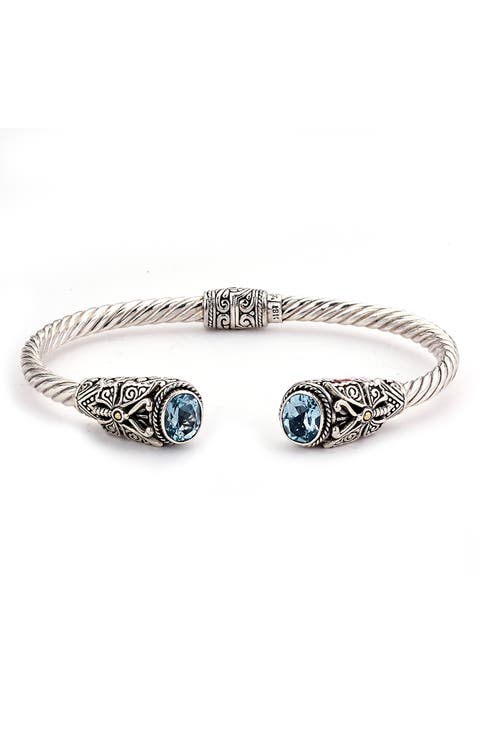 18K Gold & Sterling Silver Butterfly Bangle