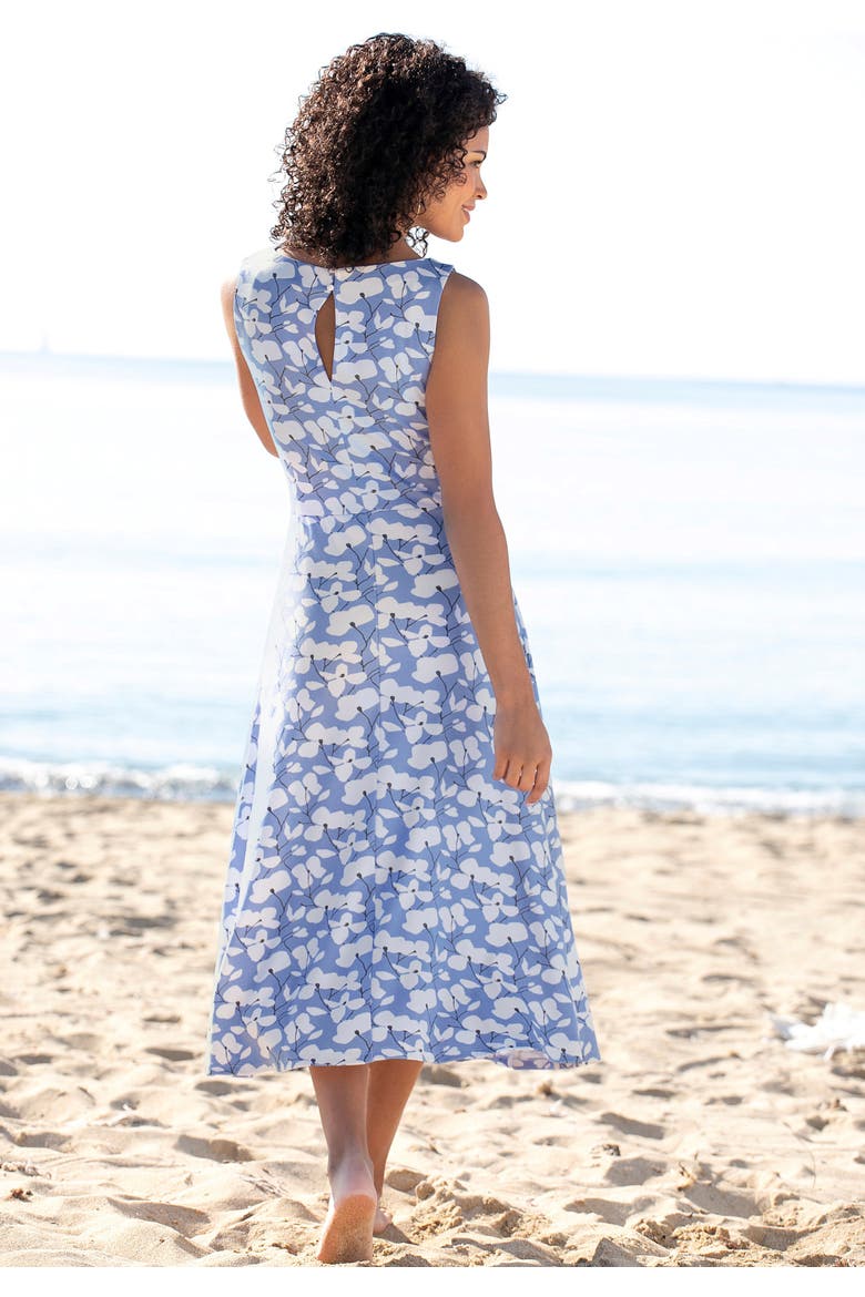 Sleeveless A-Line Dress, Alternate, color, Blue-Printed