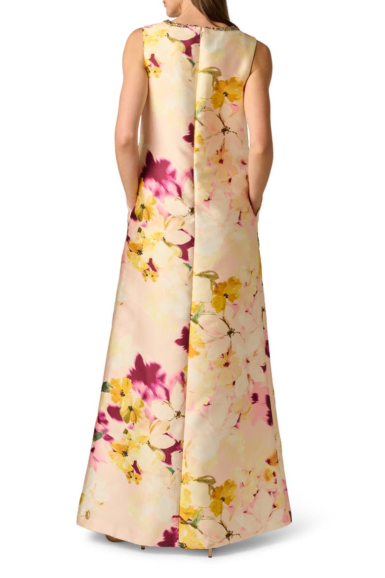 Beaded Print Mikado Gown, Alternate, color, GOLD MULTI