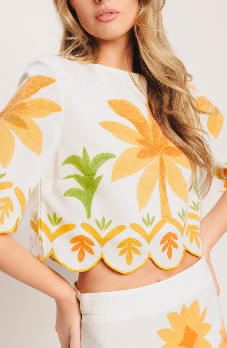 FLYING TOMATO Printed Crop Top, Alternate, color, Ivory
