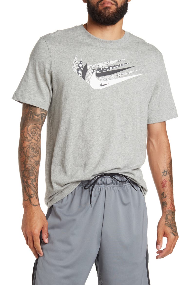 Swoosh Graphic Tee, Main, color, 063 D GR H/WHITE