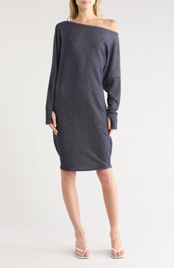 GO COUTURE Long Sleeve Sweater Dress in Navy at Nordstrom Rack, Size X-Large