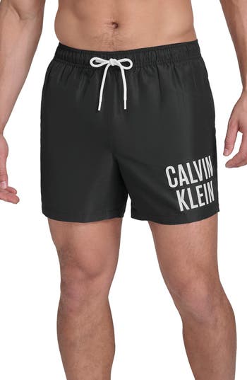 Calvin Klein Ck Outline Volley Swim Trunks In Black