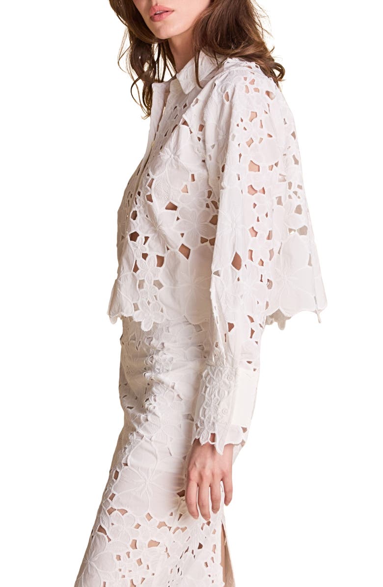 Endless Rose Cutout Button-Up Shirt, Alternate, color, Ivory