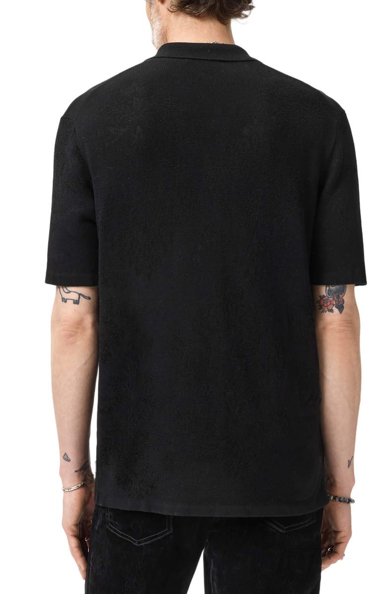 John Varvatos Arlon Paisley Sheen Camp Shirt, Alternate, color, Black