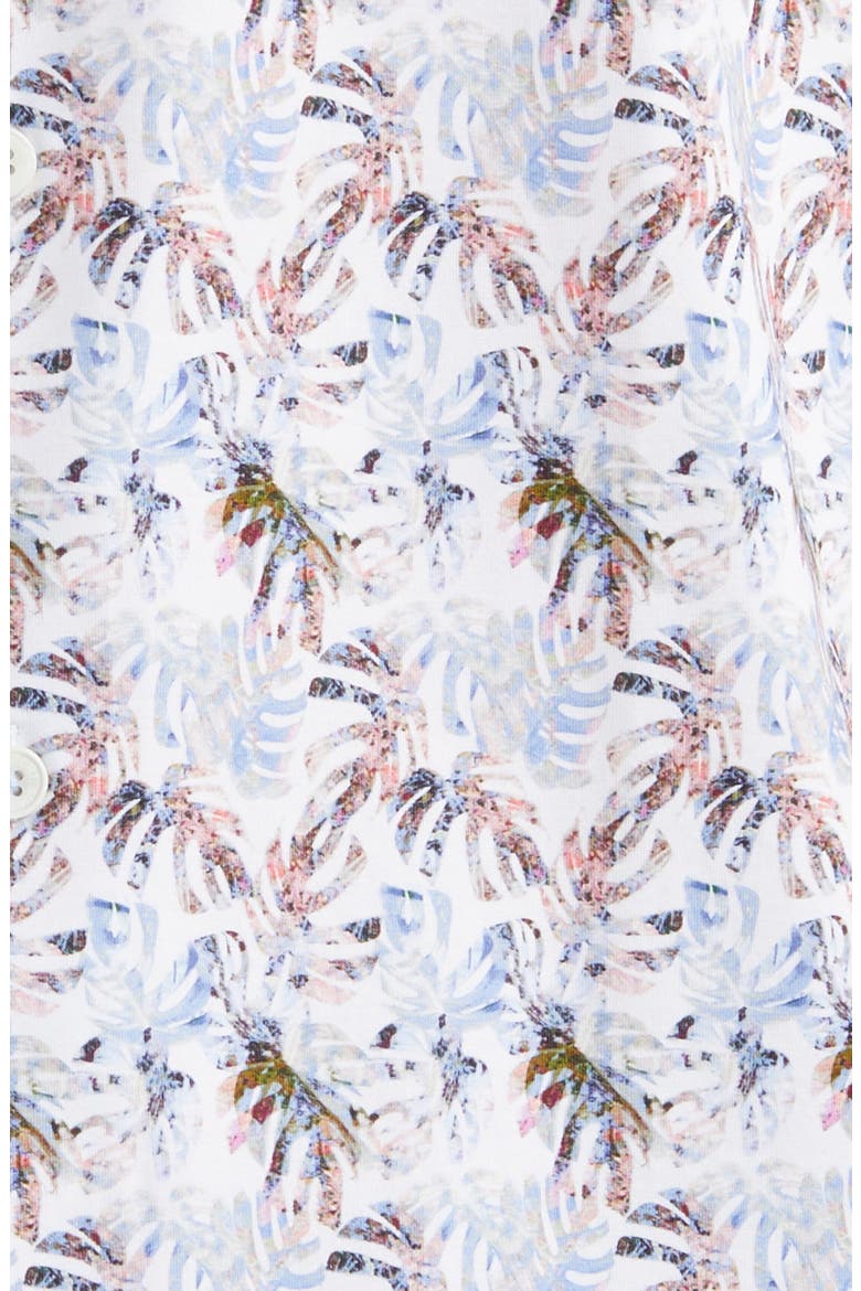 Miles OoohCotton® Leaf Print Short Sleeve Button-Up Shirt, Alternate, color, AIR BLUE