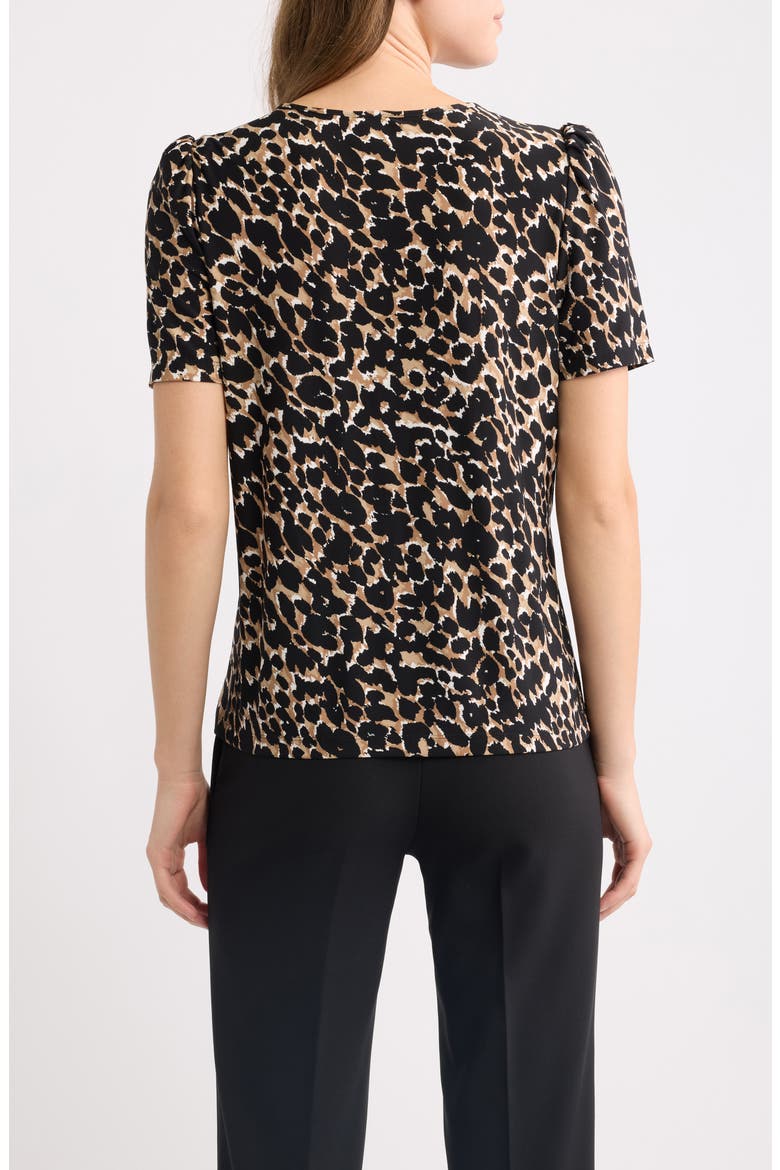 Leopard Print Puff Shoulder Top, Alternate, color, VICUNA MULTI