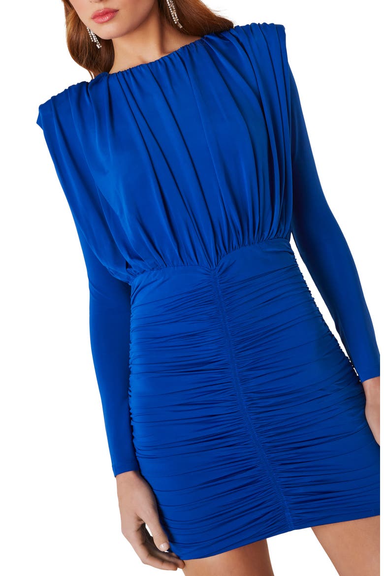 Chance to Dance Padded Shoulder Long Sleeve Minidress, Alternate, color, BLUE