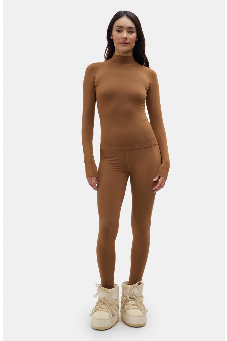 Clare Mock Neck Base Layer Top, Alternate, color, NUTHATCH