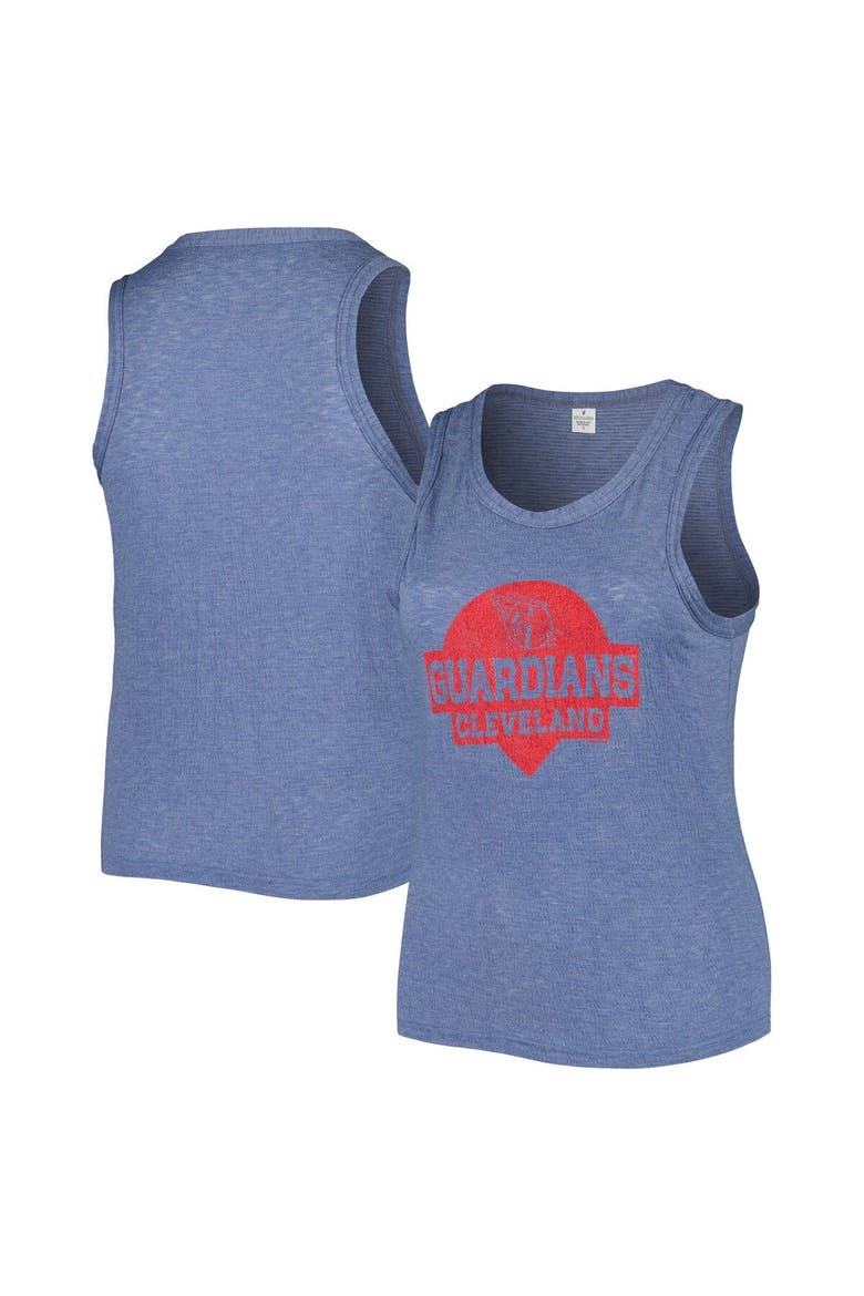 Women's Soft as a Grape Navy Cleveland Guardians Plus Size High Neck Tri-Blend Tank Top, Main, color, Navy