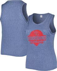 SOFT AS A GRAPE Women's Soft as a Grape Navy Cleveland Guardians Plus Size High Neck Tri-Blend Tank Top