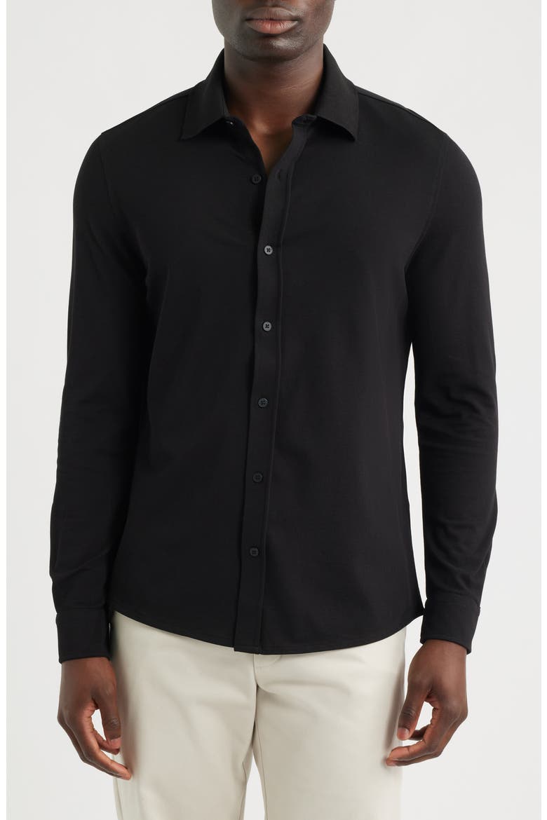 Slim Fit Cotton Button-Up Shirt, Main, color, BLACK