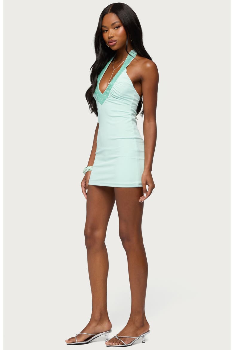 Linna Sequin V-Neck Minidress, Alternate, color, AQUA