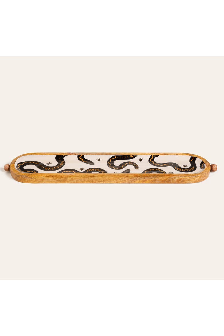 Lakri Oval Mango Tree Tray Curated Decor, Alternate, color, Black