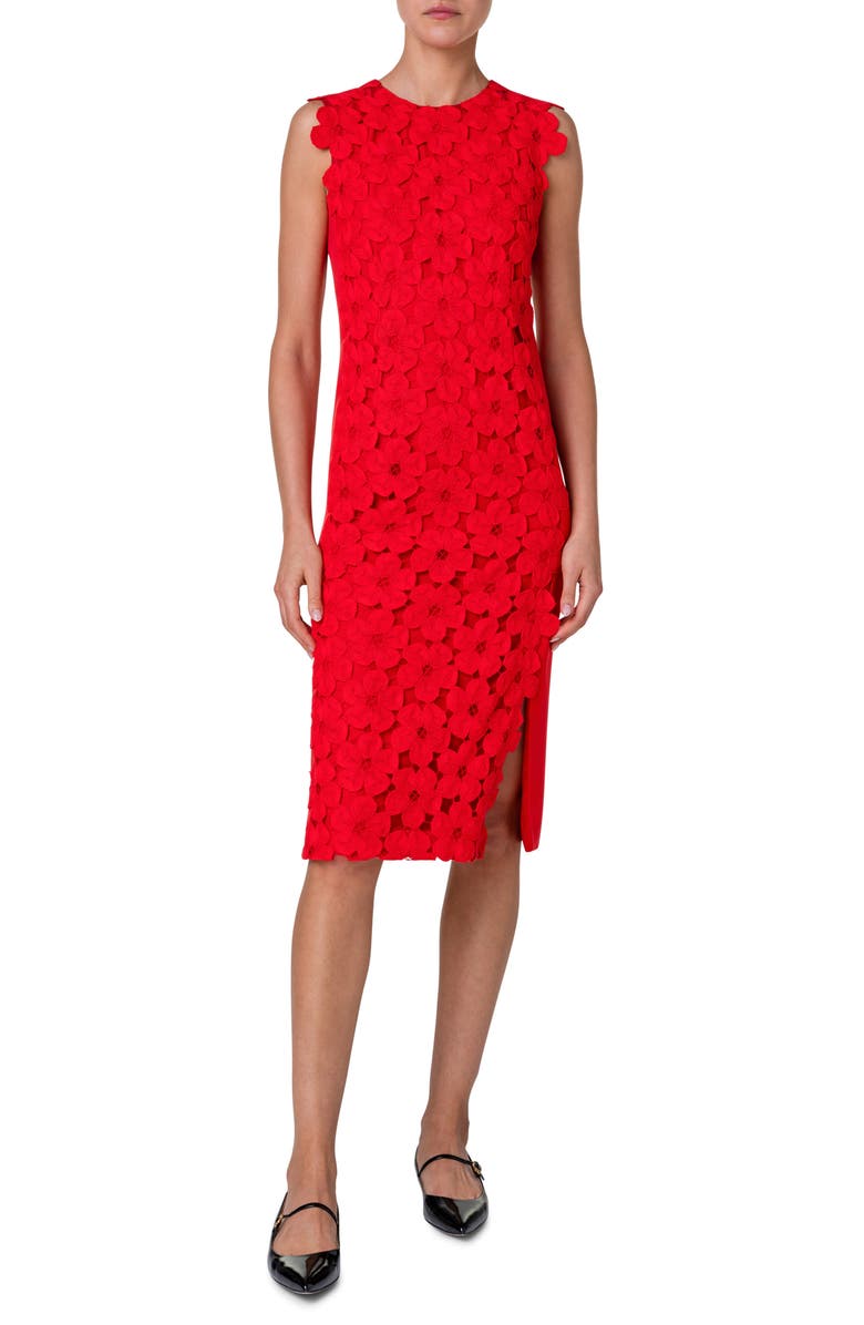 Akris Anemones Lace & Silk Crepe Sheath Dress, Main, color,