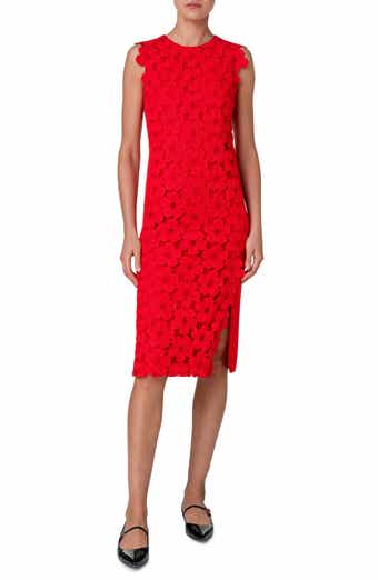 Akris Anemones Lace & Silk Crepe Sheath Dress