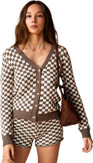 PINK HALEY Annie Checked Knit Cardigan