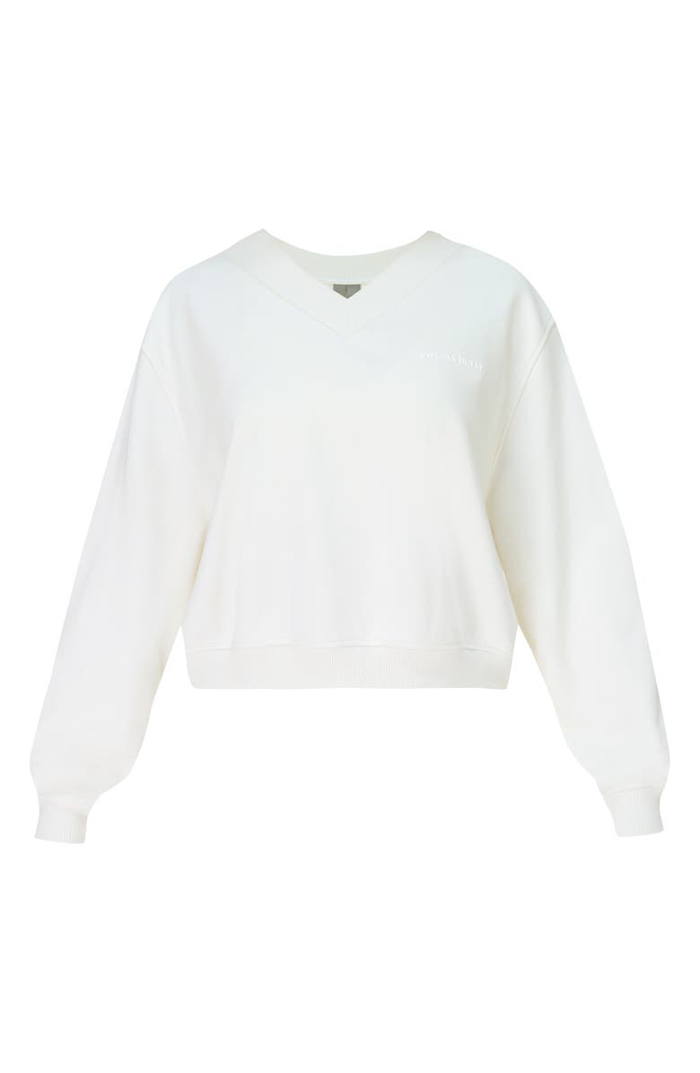 Sweaty Betty Revive Crop Organic Cotton Blend Sweatshirt, Alternate, color, Lily White