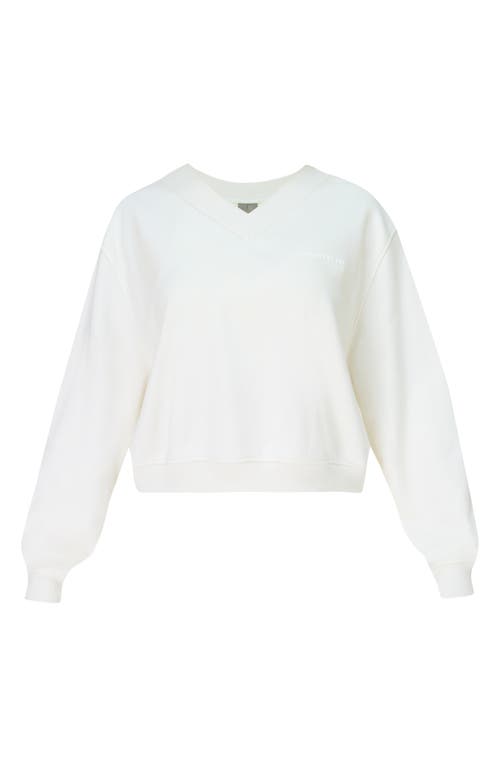 Sweaty Betty Revive Crop V Neck Sweatshirt In Lily White