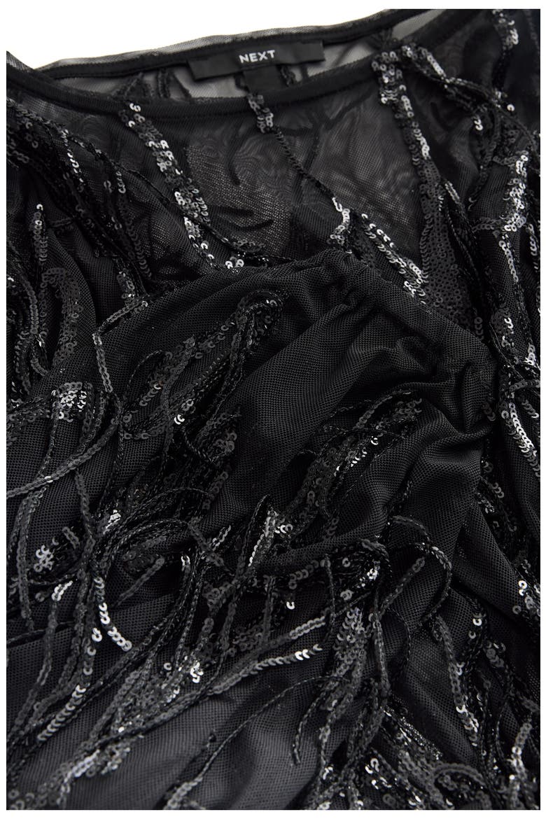 Sequin Tassel Long Sleeve Dress, Alternate, color, BLACK