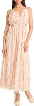 The Good Journey Cutout Stripe Midi Dress