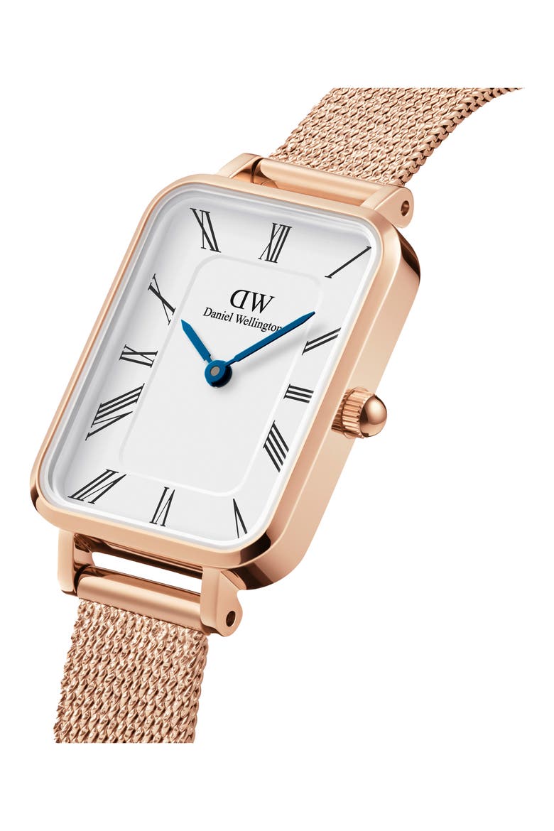 Quadro Mesh Strap Bracelet, 20mm x 26mm, Alternate, color, ROSE GOLD