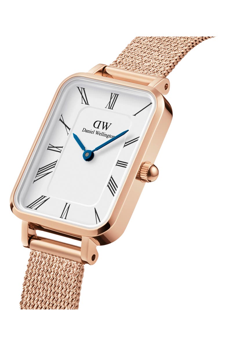 Daniel Wellington Quadro Mesh Strap Bracelet, 20mm x 26mm, Alternate, color, Rose Gold