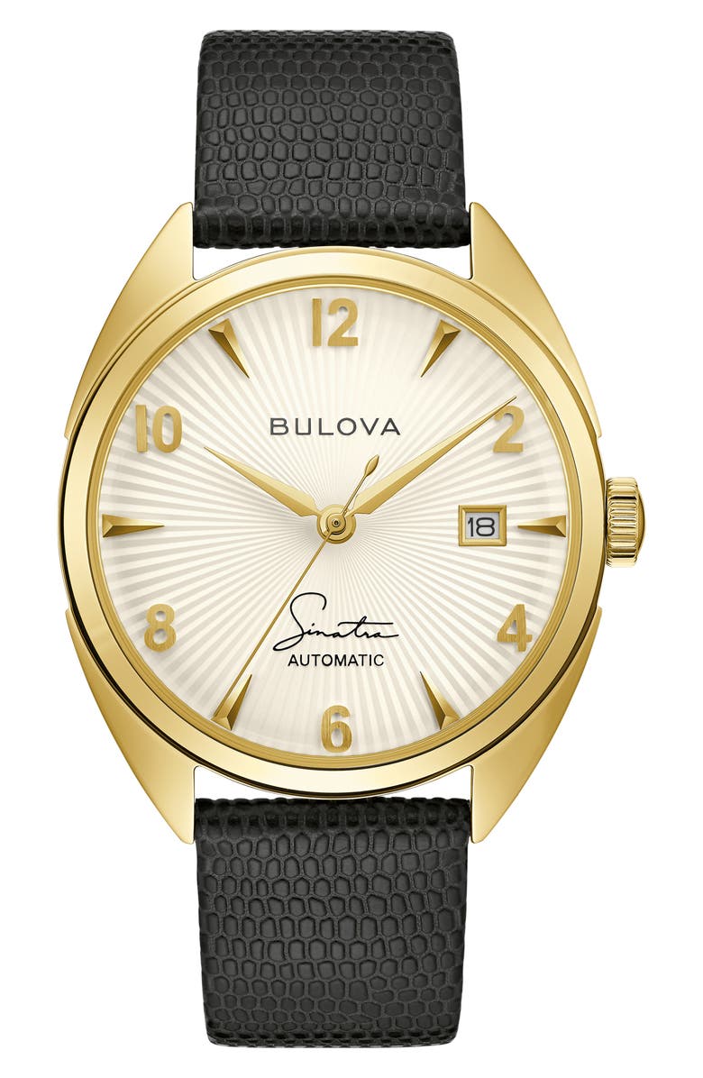 BULOVA Frank Sinatra Fly Me to the Moon Leather Strap, 39mm, Main, color,