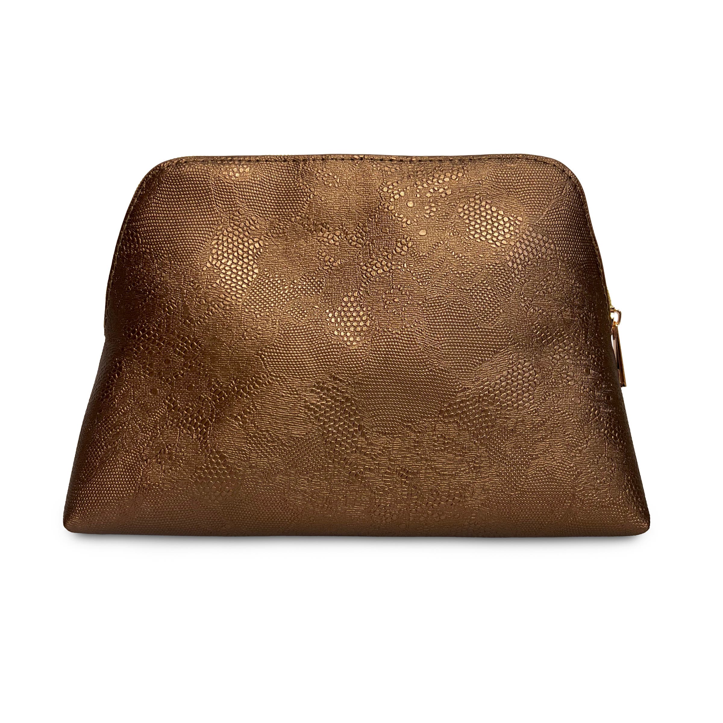 Youzey Metallic Ember Cosmetic Makeup Bag, Main, color, Brown