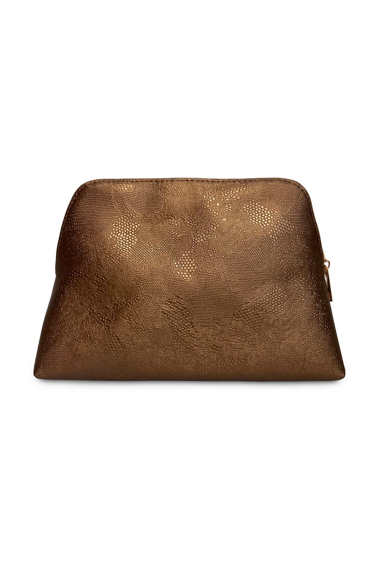 Metallic Ember Cosmetic Makeup Bag, Main, color, Brown