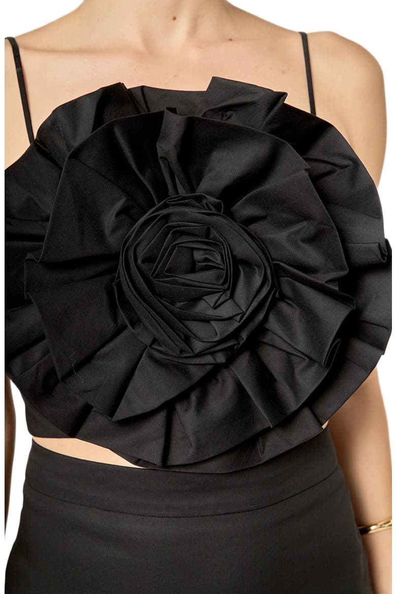 3D Floral Crop Top, Alternate, color, BLACK