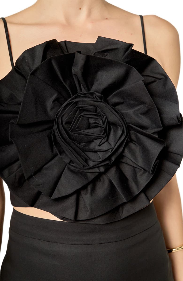 English Factory 3D Floral Crop Top, Alternate, color, Black