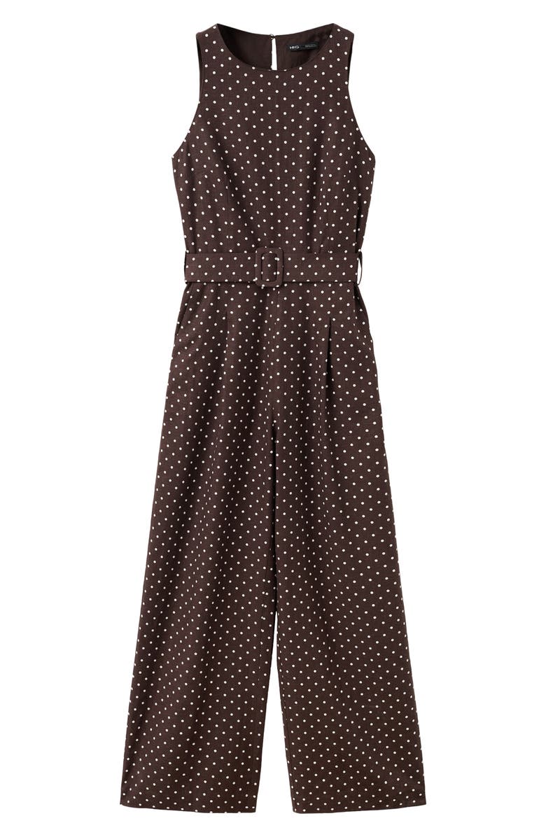 MANGO Polka Dot Sleeveless Wide Leg Jumpsuit, Alternate, color, 