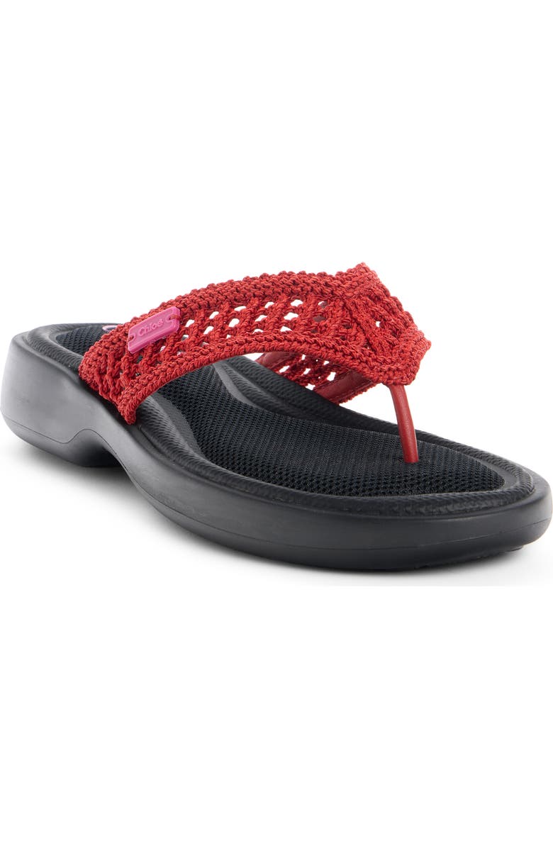 Chloé La Poolette Sandal, Main, color, Black/ Red