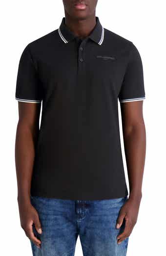 KARL LAGERFELD PARIS Stripe Tipped Stretch Cotton Polo