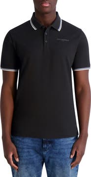KARL LAGERFELD PARIS Stripe Tipped Stretch Cotton Polo