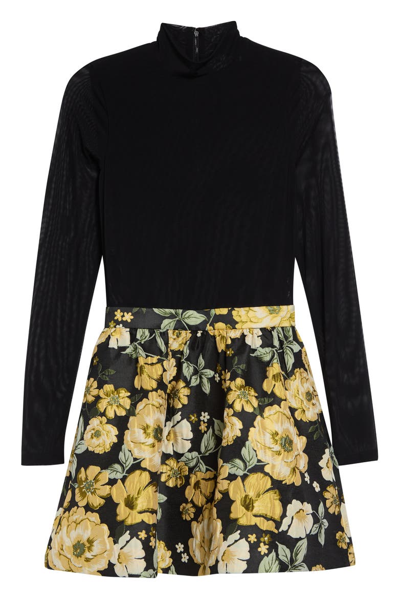 Chara Mock Neck Long Sleeve Minidress, Alternate, color, BLACK/ MULTI