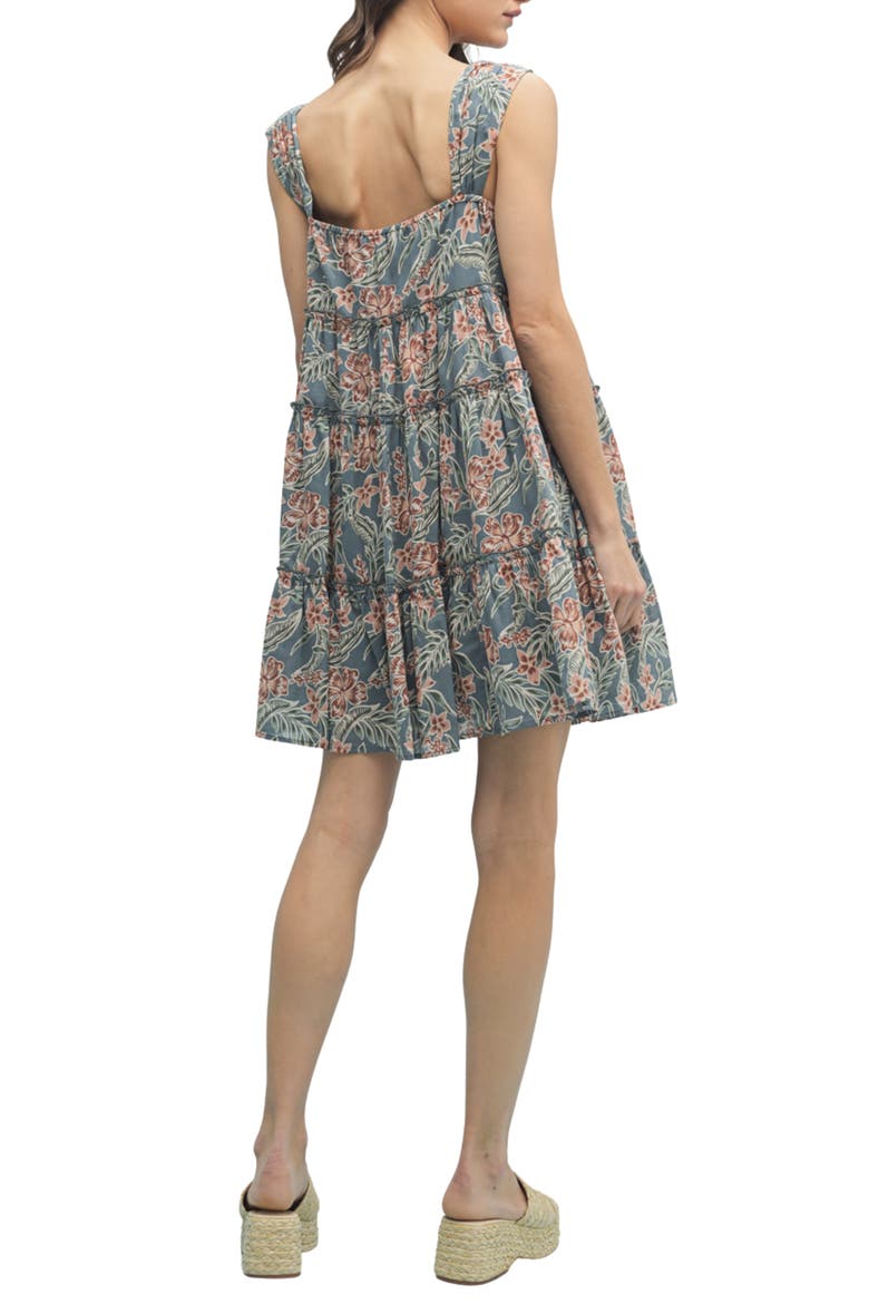Floral Tiered Babydoll Dress, Alternate, color, TEAL COMBO